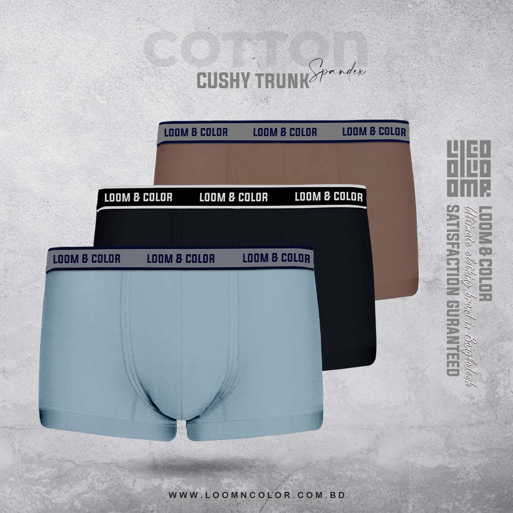 Men's Cushy Trunk 3 Pack (Lt Blue, Black and Chocolate)